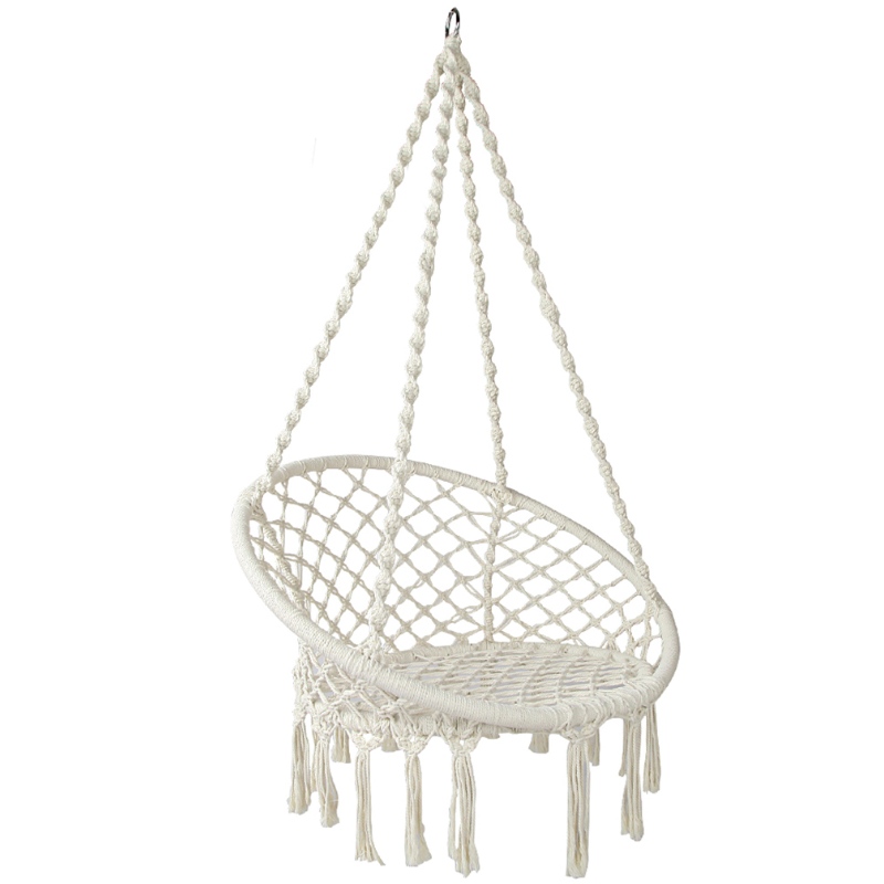 Sisätiloissa käytettävä ripustettava tuoli Macrame aikuisille tai lapsille. 100% käsintehty kannettava puuvilla riippumatossa
